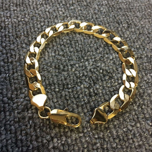 wholesale 24k gold GP 10MM men's curb link chain bracelet 20CM.Fashion Gold COLOR men Jewelry Bracelets for men