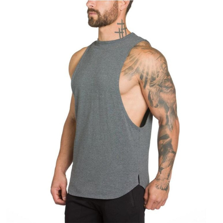 Brand Gym Stringer Clothing Bodybuilding Tank Top Men Fitness Singlet Sleeveless Shirt Solid Cotton Muscle Vest Undershirt