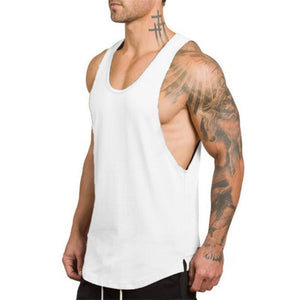Brand Gym Stringer Clothing Bodybuilding Tank Top Men Fitness Singlet Sleeveless Shirt Solid Cotton Muscle Vest Undershirt
